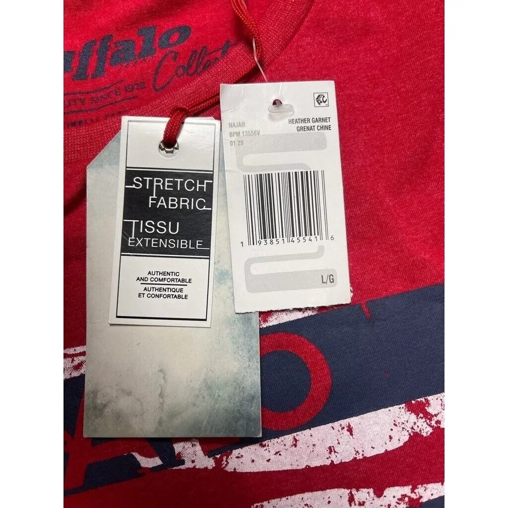 Buffalo David Bitton‎ Vintage Collection Mens Graphic T-Shirt Red Stretch L New